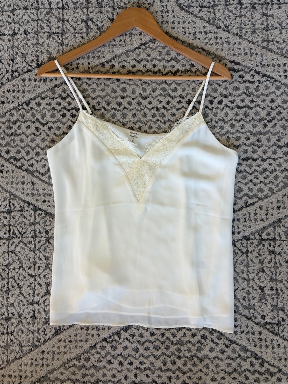 Melrose and Market Ivory Lace-Trim Satin Cami